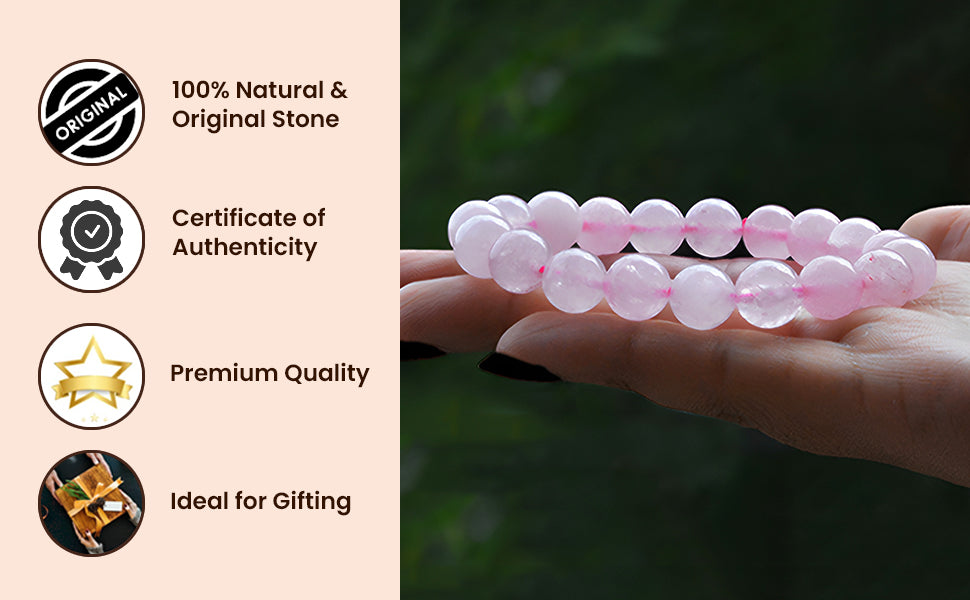 Authentic  Rose Quartz Bracelet[Attracts Love & Relationship]